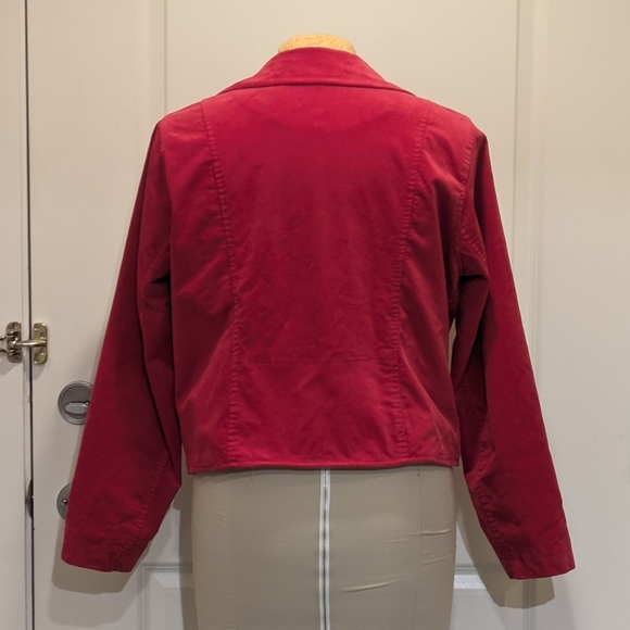 EUC Torrid 2X Bright Red Cotton Blend Velveteen Moto Jacket - Picture 5 of 9